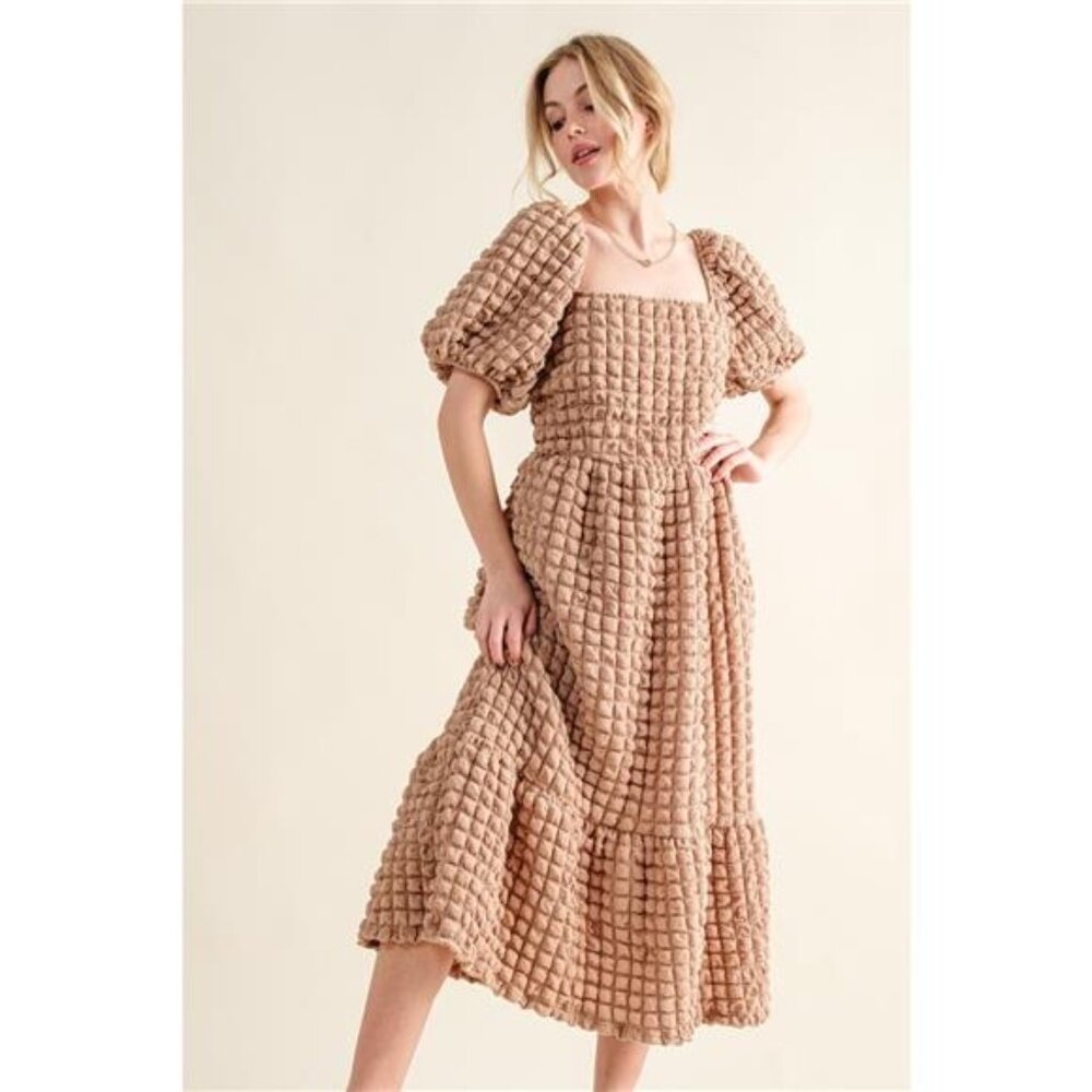 And‎ The Why Full Size Square Neck Puff Sleeve Dress